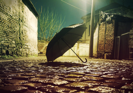 Fototapeta Backstreet and umbrella