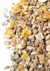 natural grain sportive  muesli background. for horse. macro