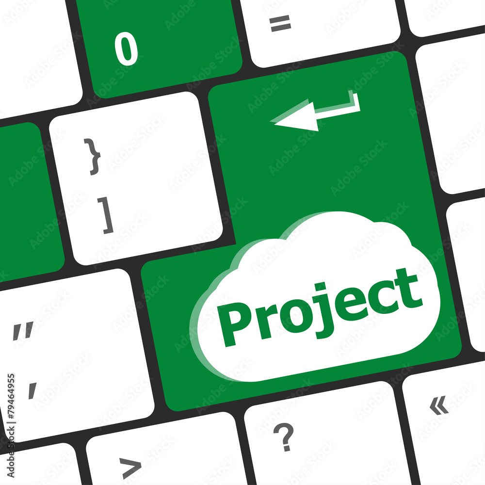 Poster future time concept with project key on computer keyboard