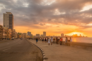 Beautiful sunset in Havana