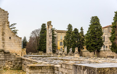 Ruins of roman theatre in Arles - UNESCO heritage site in France