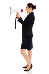 Fototapeta premium Businesswoman with a megaphone.
