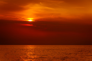 Beautiful seascape evening sea horizon and sky.