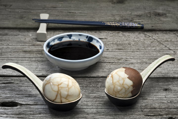 Chinese tea eggs with soy sauce