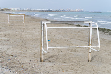 Portería en la playa.