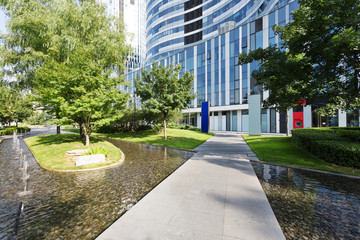 footpath around modern office building