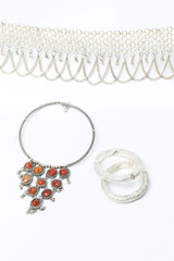 Silver ring with gem, isolated on white background