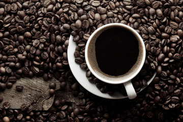 Top view of coffee cup