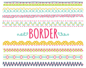 set of colorful hand drawn border