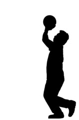 Asia man pose silhouette actions  in studio isolated on white ba