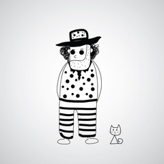 hipster man hand drawn cartoon