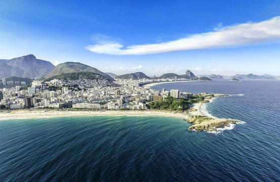 Aerial view of the Copacabana Beach in Rio de Janeiro