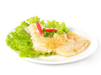 Dolly Steamed fish with white background