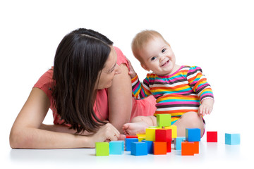 mother and baby playing and having fun