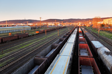 Fototapeta premium Train Freight transportation platform - Cargo transit
