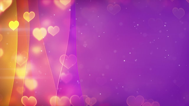 hearts bokeh lights and curved lines loopable background
