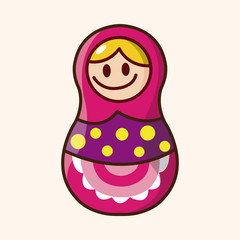 Matryoshka , Russian traditional wooden doll, vector pattern, el