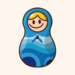 Matryoshka , Russian traditional wooden doll, vector pattern, el