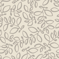 Seamless nature pattern with stylized leaves.