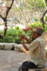 Fototapeta premium Blurred using smart phone