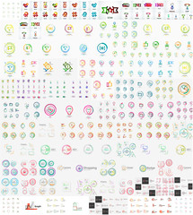 Vector mega set of linear stamp logos