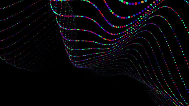 Abstract background with waving dance of colorful circles