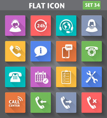 Vector application Call Center Service Icons set in flat style