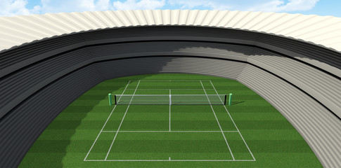 Obraz na płótnie Canvas Lawn Tennis Court In The Day