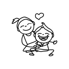hand drawing cartoon character happy kids