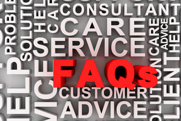 Frequently ask question concept, word faq in red