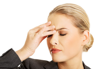 Fototapeta premium Woman with sinus pressure pain