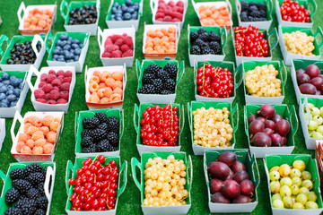 Different berries on market in south of France, Arles, Provence