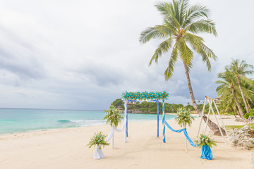 beautiful wedding arch, cabana, beach wedding, tropical wedding