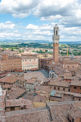 Fototapeta premium Vue aérienne de la piazza del Campo à Sienne, Toscane