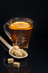 Breakfast with tea and biscuits