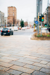 blurred city and people urban scene