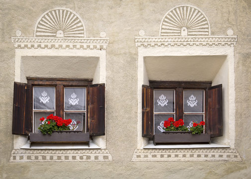 Two windows at an old building