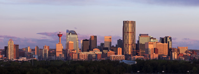 Panorama of Calgary at sunrise