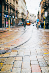 blurred city and people urban scene