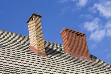 Two brick chimneys