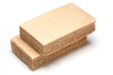 two creamy sweet wafers isolated on white background