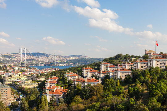 Views of the Bosphorus bridge and Istanbul