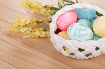 Obraz na płótnie Canvas Easter Eggs in a Basket