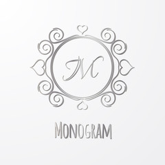 calligraphy monogram, vintage pattern logo