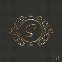 calligraphy monogram, vintage pattern logo