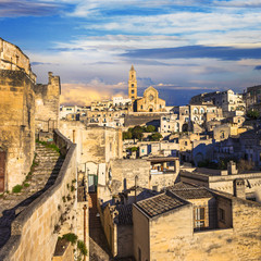 Obraz premium ancient beautiful Matera on sunset, Italy