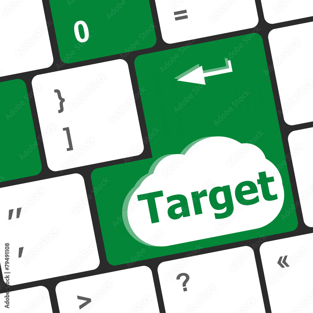 Poster target button on computer keyboard. business concept