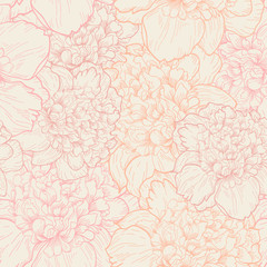 Seamless pattern of peonies