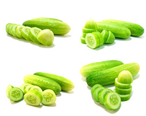 cucumber collage isolated on white