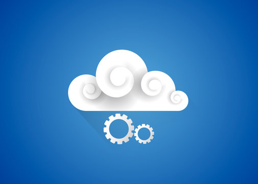 Cloud tools with gear illustration. Cloud tools, engine icon